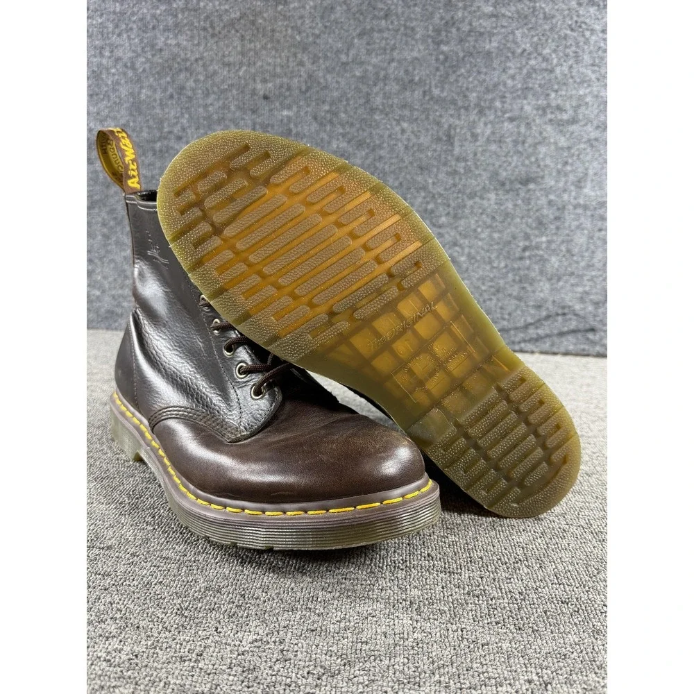 Dr Martens Boots Mens Size 10 Brown Leather Lace Up Combat Work Slip Resistant
